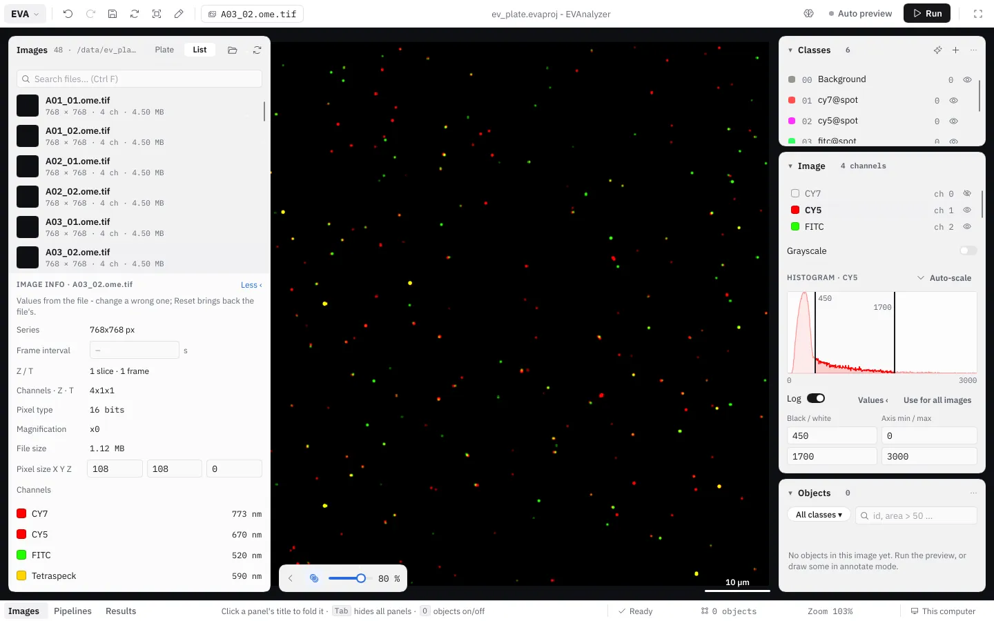 The Image info card with All metadata › open: channels with their colors, pixel size, frame interval; one value marked "edited"