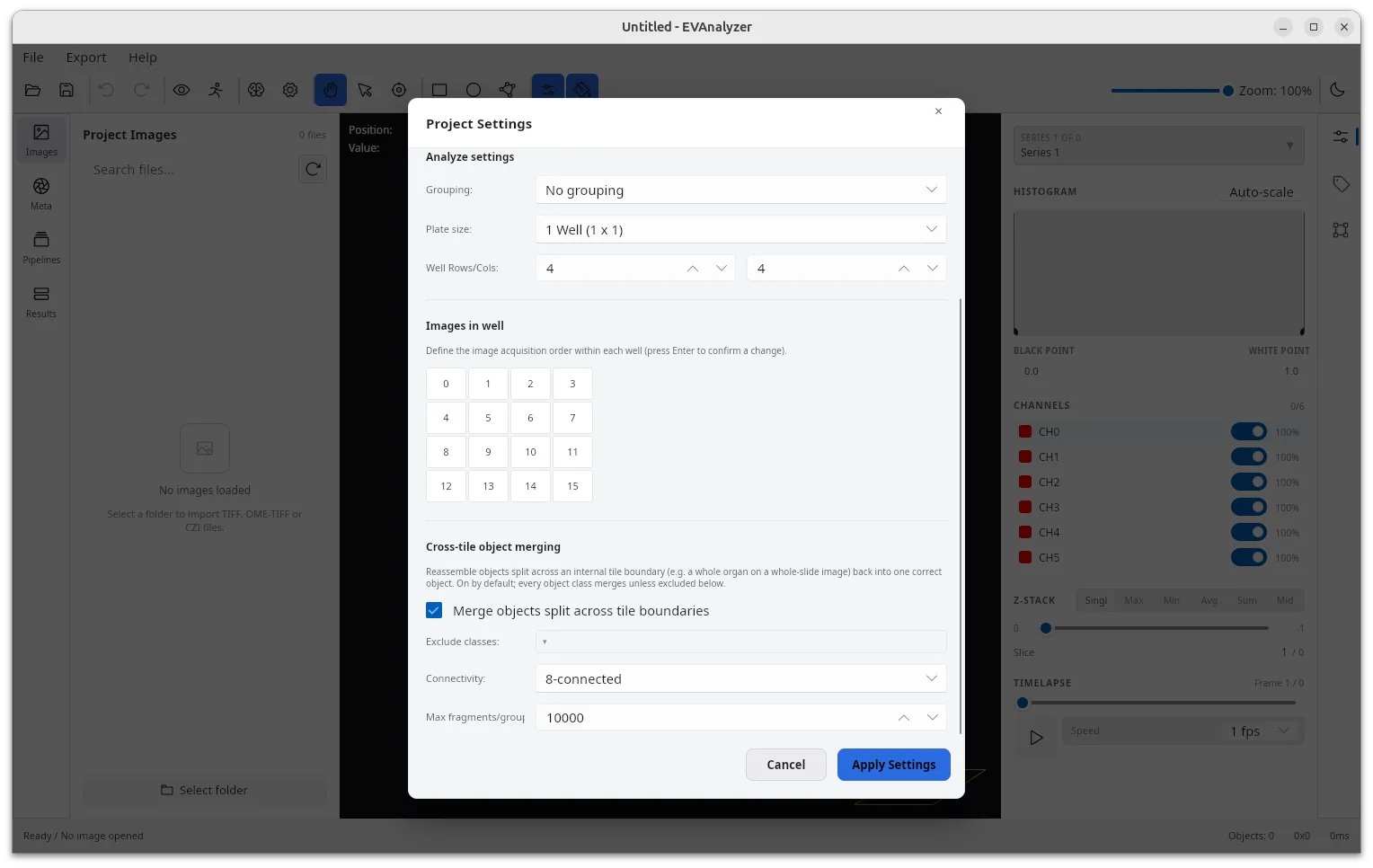 Cross-tile object merging settings in the Project Settings dialog