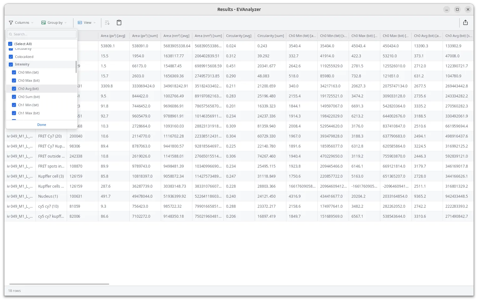 Column picker