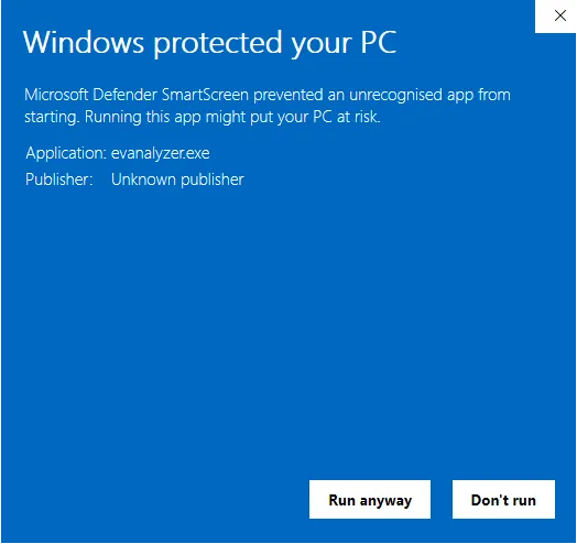 Windows SmartScreen — Run anyway